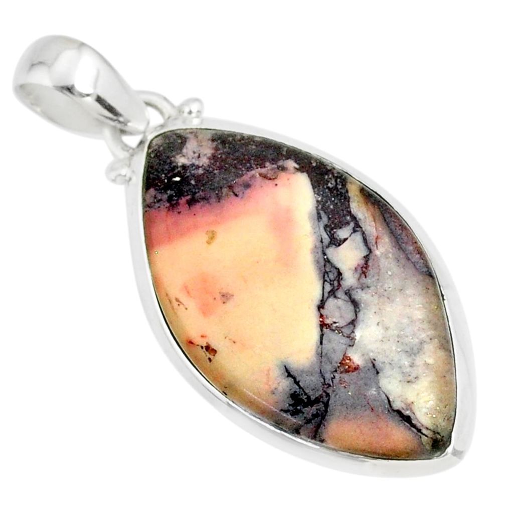 925 silver 16.77cts natural pink porcelain jasper (sci fi) pendant r81155