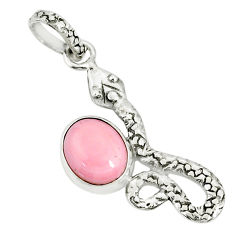 925 silver 3.62cts natural pink queen conch shell oval snake pendant r78466