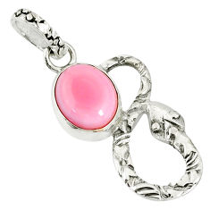 Clearance Sale- 925 silver 3.93cts natural pink queen conch shell oval snake pendant r78544