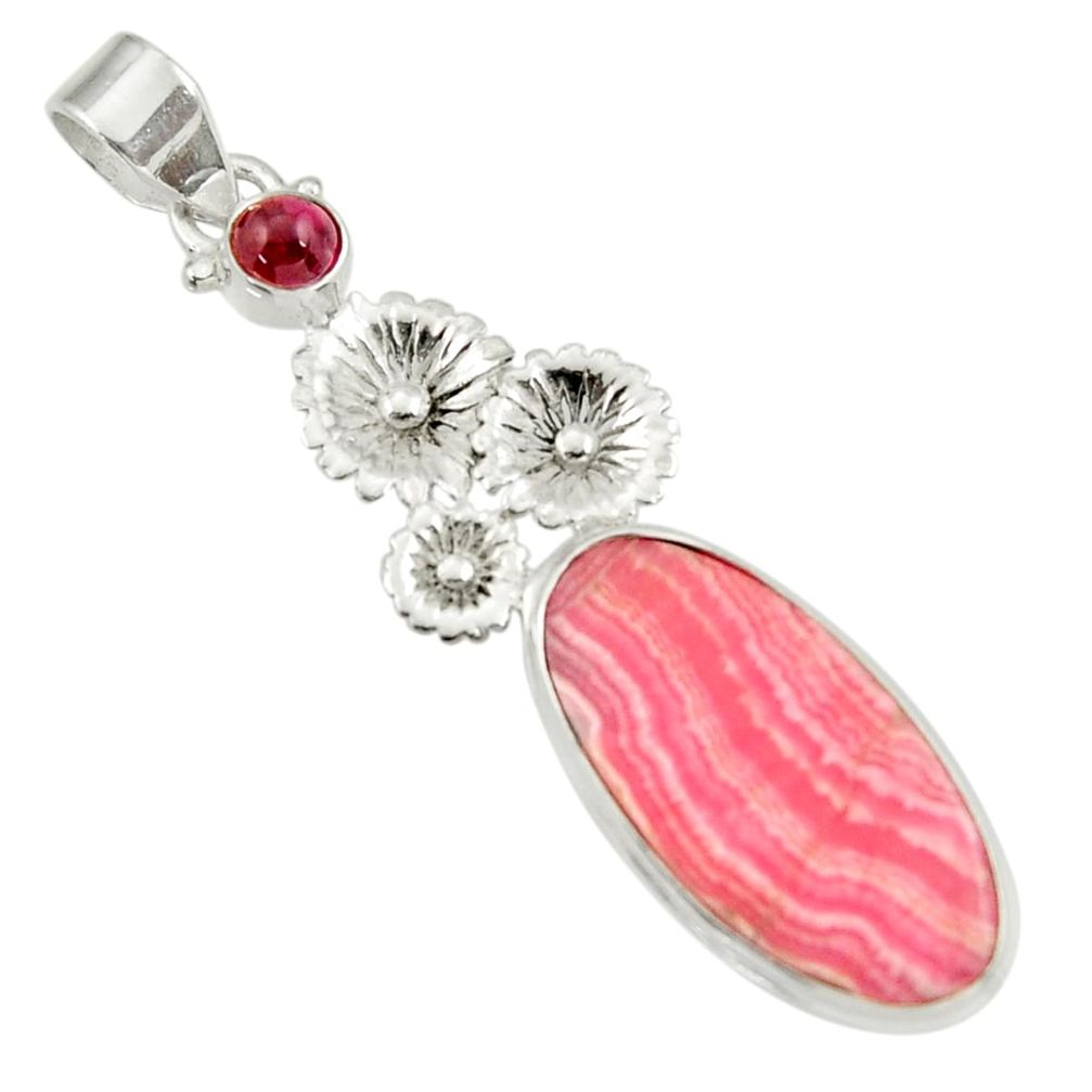 cts natural pink rhodochrosite inca rose flower pendant d43004