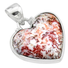 925 silver 14.72cts natural pink rosetta stone jasper heart pendant t13319