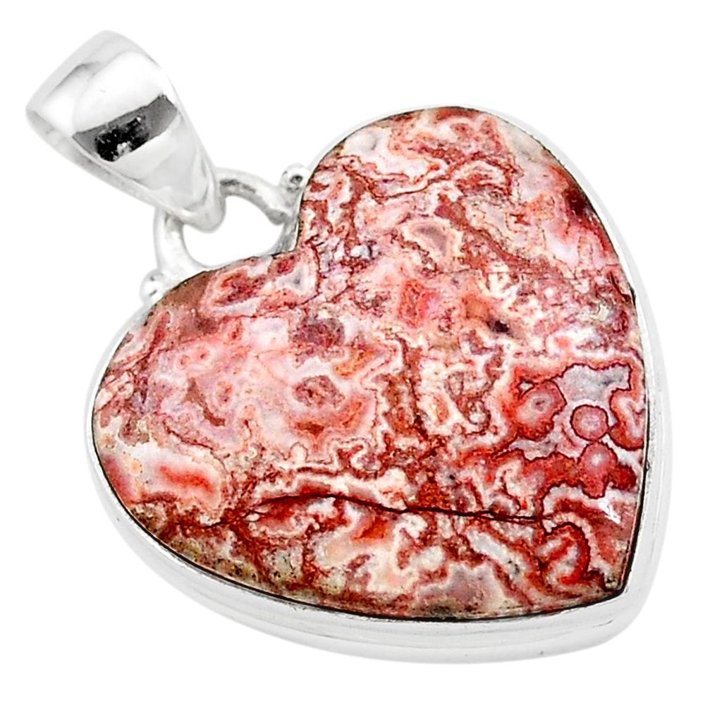 925 silver 19.03cts heart pink rosetta stone jasper heart pendant t22999