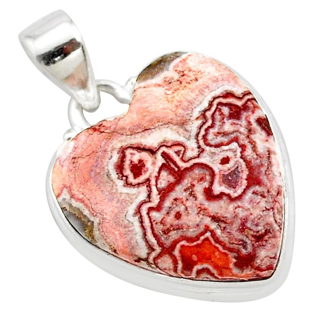 925 silver 15.08cts heart pink rosetta stone jasper heart pendant t23010