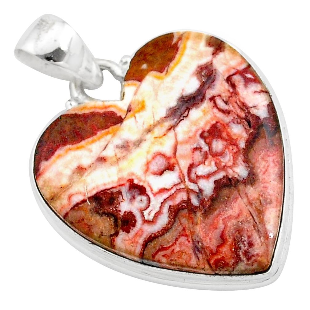 925 silver 20.05cts heart pink rosetta stone jasper heart shape pendant t22984