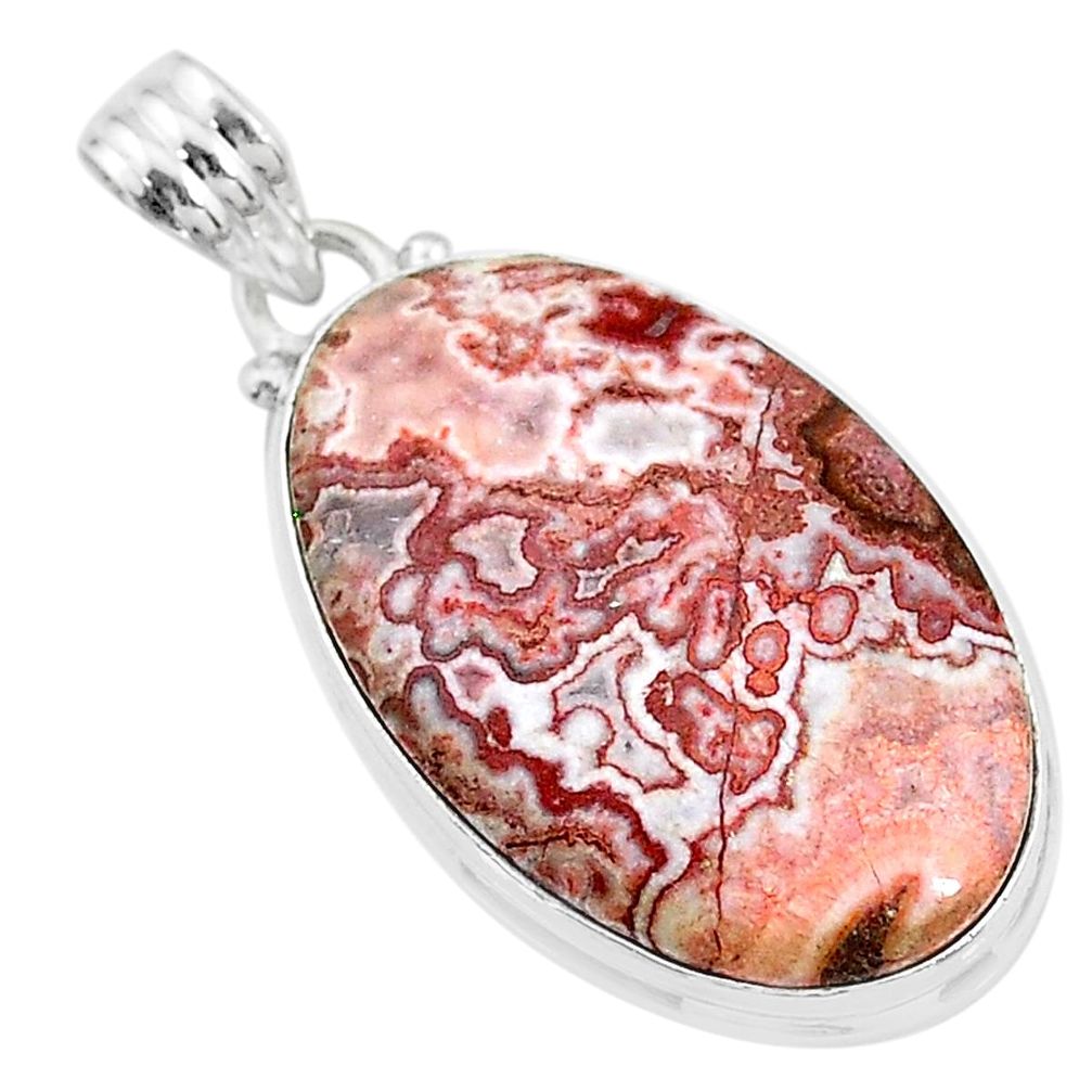 925 silver 22.54cts natural pink rosetta stone jasper oval pendant t18477