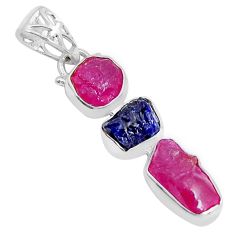 925 silver 12.03cts natural pink ruby rough sapphire rough fancy pendant y5557