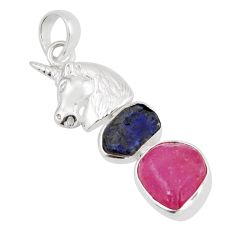 925 silver 9.96cts natural pink ruby rough sapphire rough horse pendant y52980