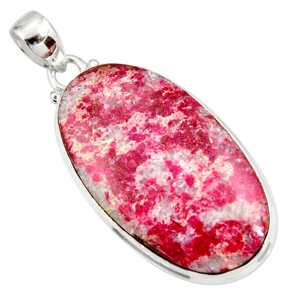 925 silver 29.93cts natural pink thulite (unionite, pink zoisite) pendant d41456
