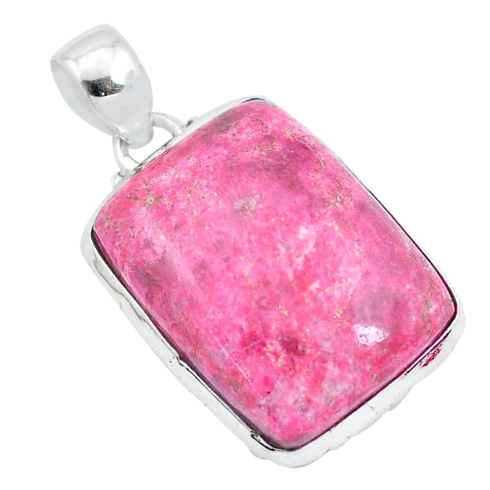 925 silver 24.35cts natural pink thulite (unionite, pink zoisite) pendant p23247
