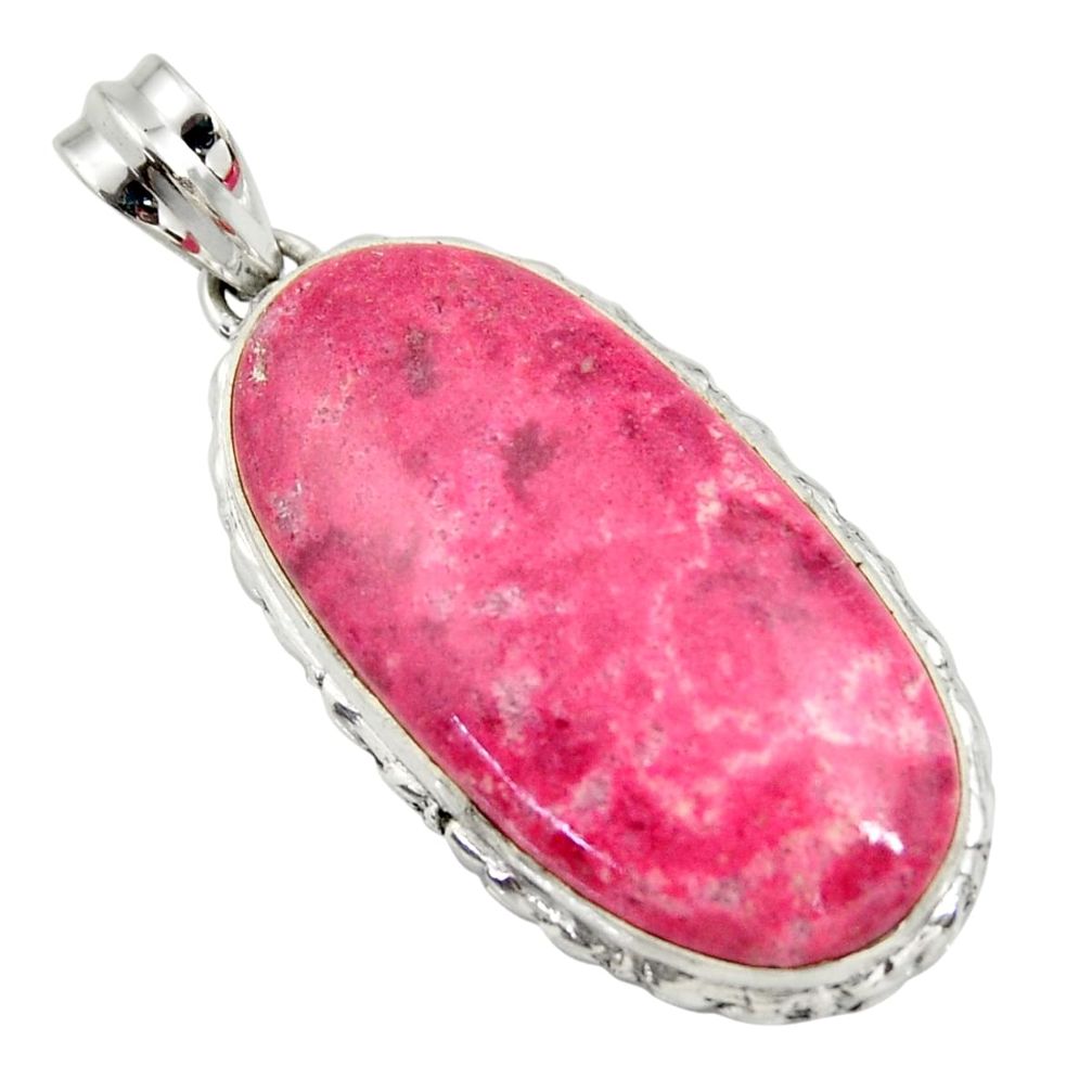 925 silver 30.97cts natural pink thulite (unionite, pink zoisite) pendant r30491