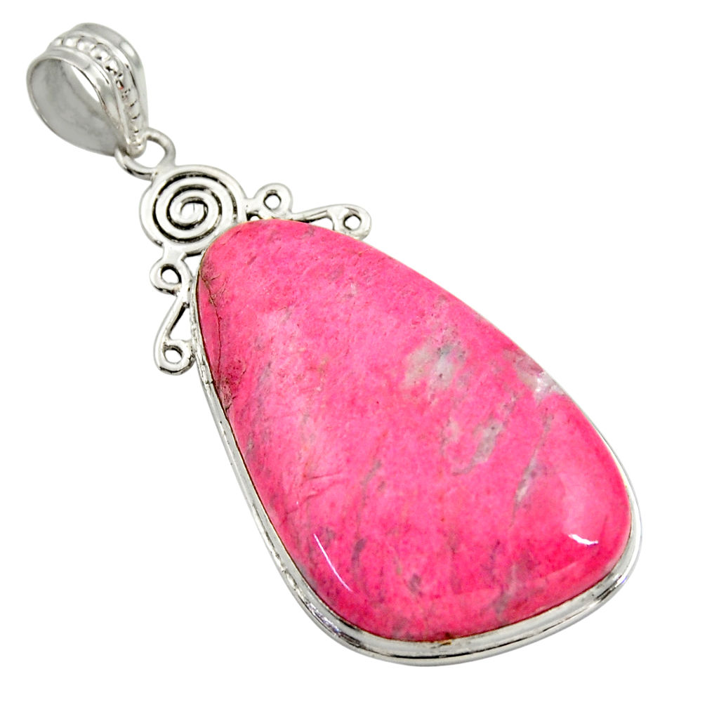 925 silver 32.48cts natural pink thulite (unionite, pink zoisite) pendant r30495