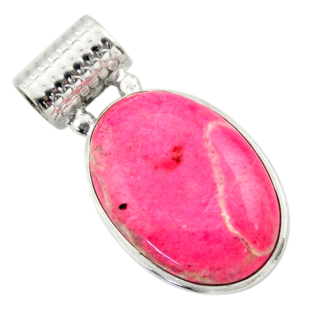 925 silver 23.92cts natural pink thulite (unionite, pink zoisite) pendant r32212