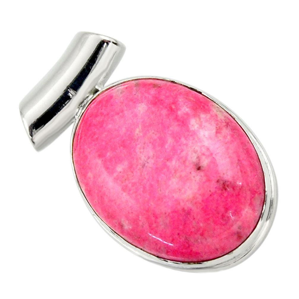 925 silver 24.00cts natural pink thulite (unionite, pink zoisite) pendant r32215