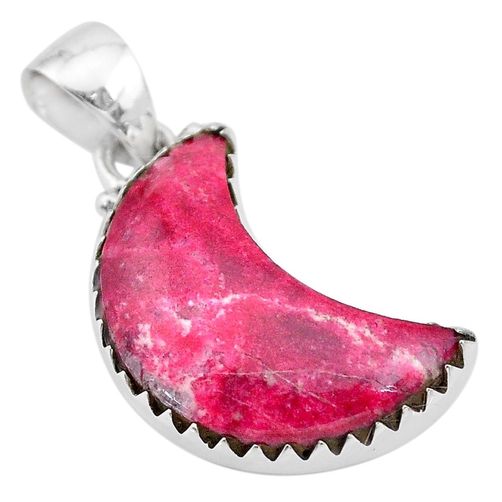 925 silver 10.72cts natural moon thulite (unionite, pink zoisite) pendant t21887