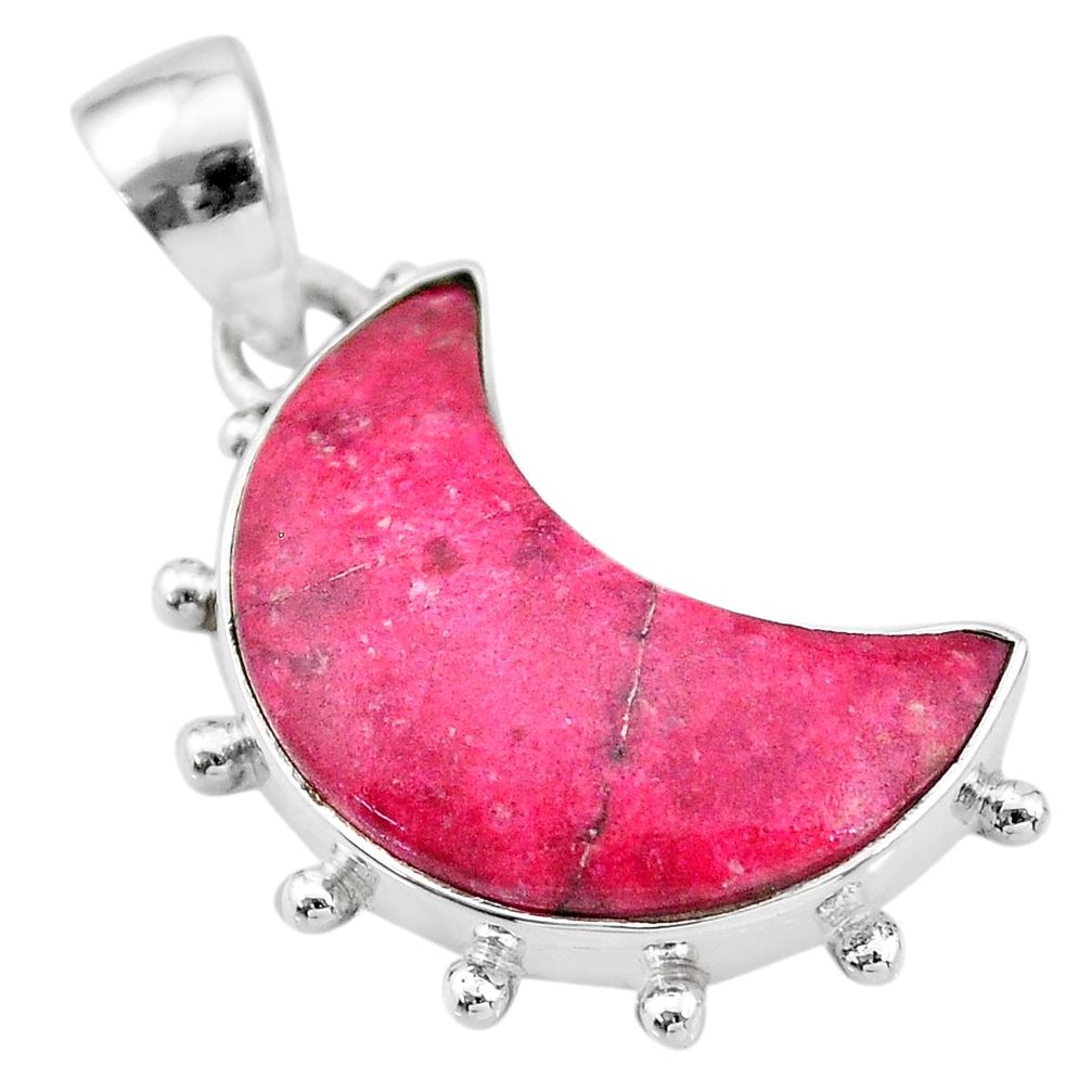 925 silver 11.68cts natural moon thulite (unionite, pink zoisite) pendant t21890