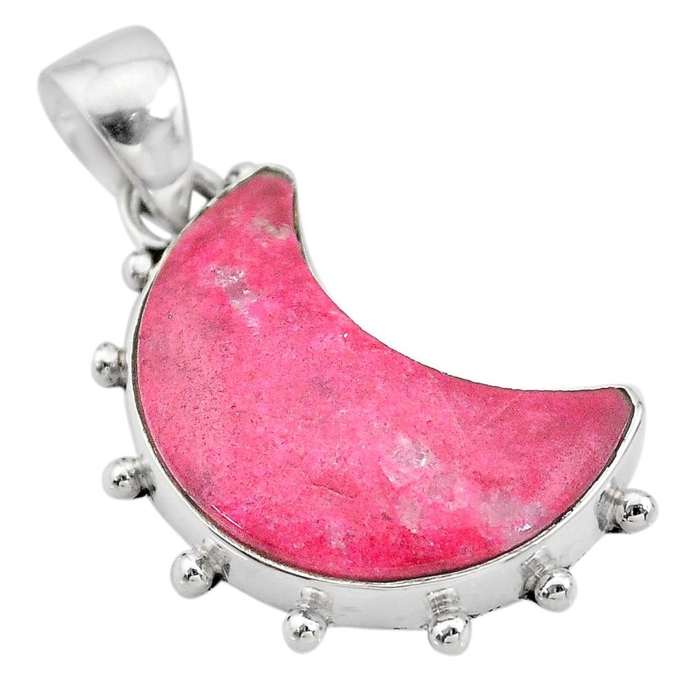 925 silver 11.23cts natural moon thulite (unionite, pink zoisite) pendant t21893