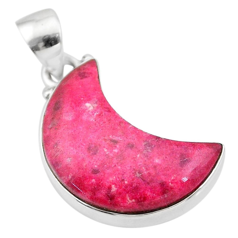 925 silver 10.08cts natural moon thulite (unionite, pink zoisite) pendant t21896