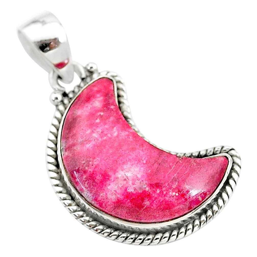 925 silver 14.72cts natural moon thulite (unionite, pink zoisite) pendant t21974