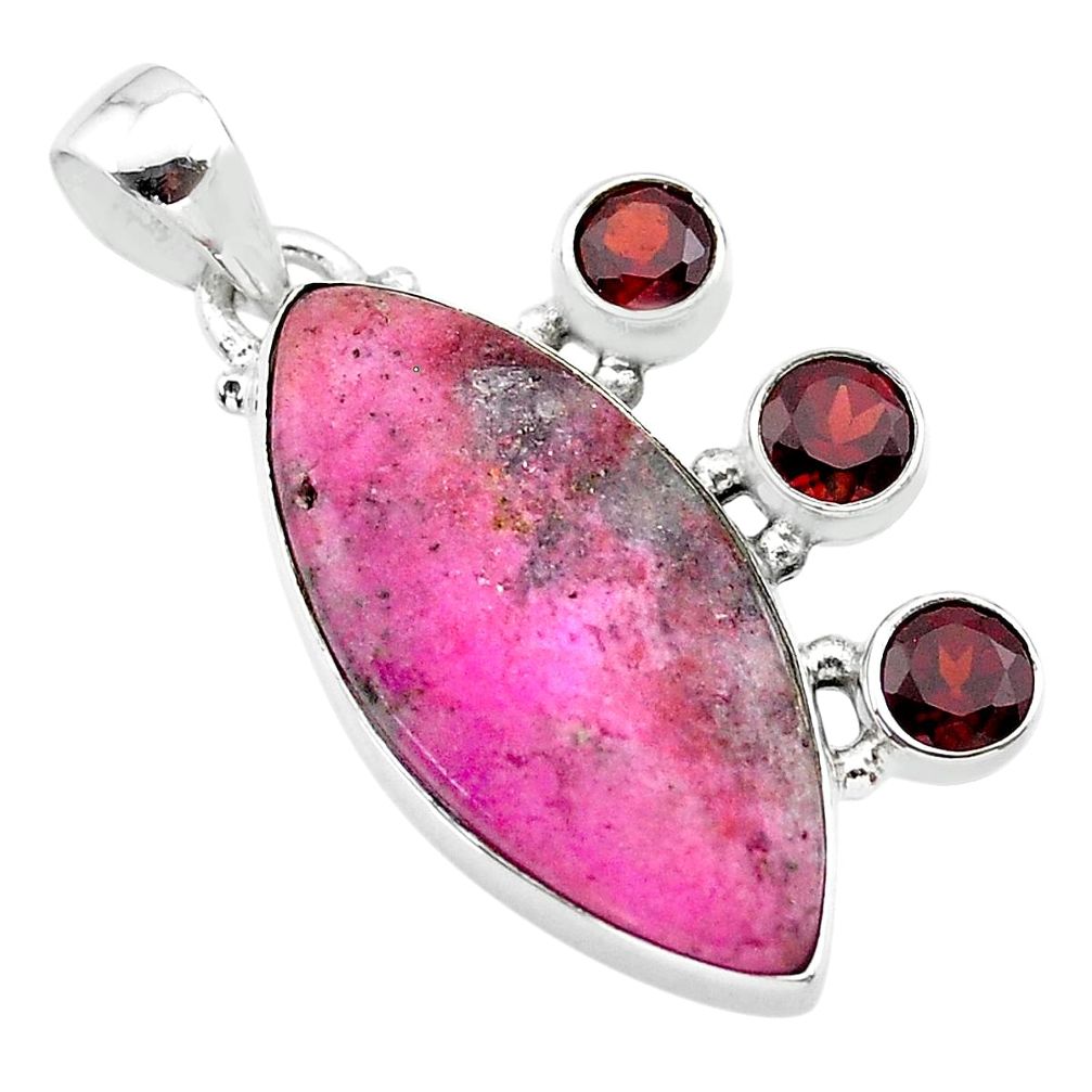 925 silver 16.20cts natural pink thulite (unionite, pink zoisite) pendant t30436