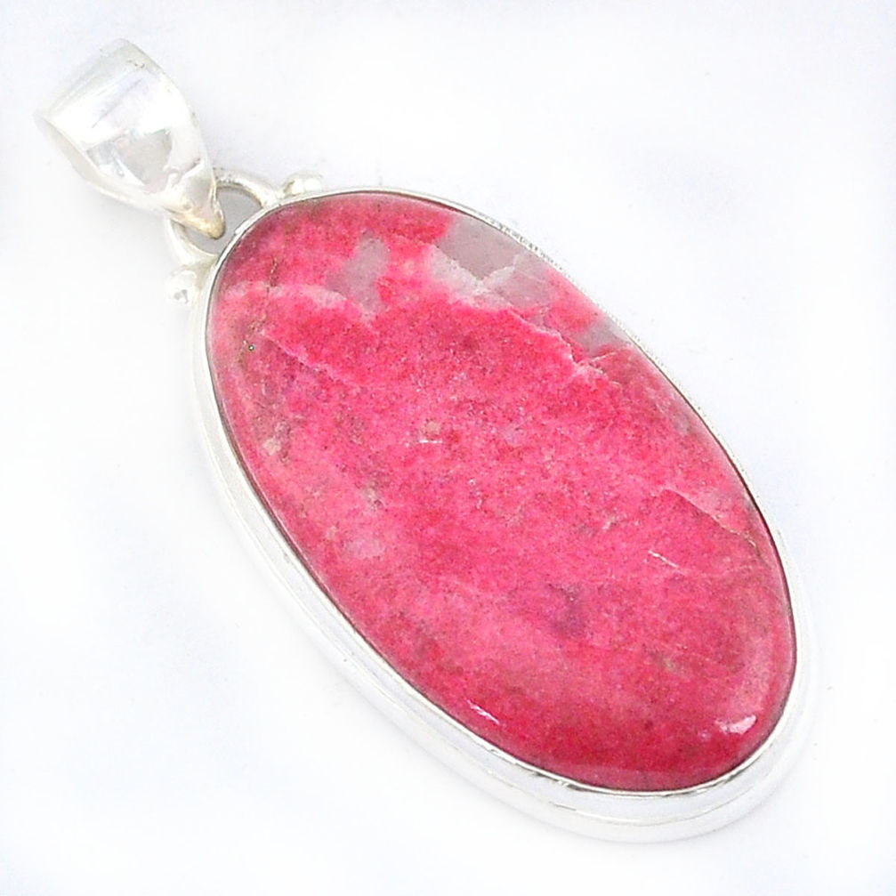 925 silver 20.62cts natural pink thulite (unionite, pink zoisite) pendant u59700