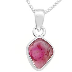 925 silver 3.30cts natural pink tourmaline 18' chain pendant jewelry u67430
