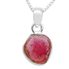 925 silver 3.63cts natural pink tourmaline 18' chain pendant jewelry u67437