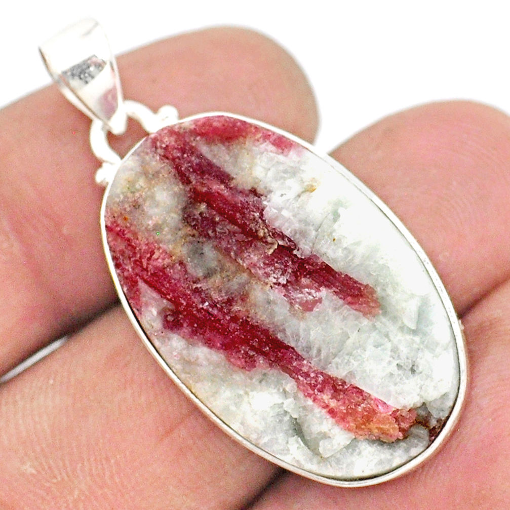 925 silver 20.05cts natural pink tourmaline in quartz oval shape pendant r85719