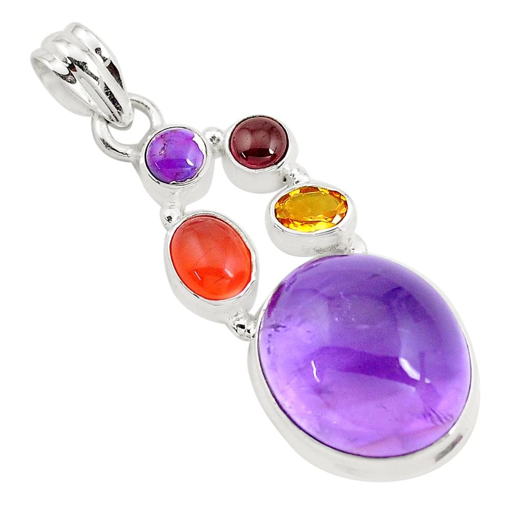 cts natural purple amethyst cornelian (carnelian) pendant p40412