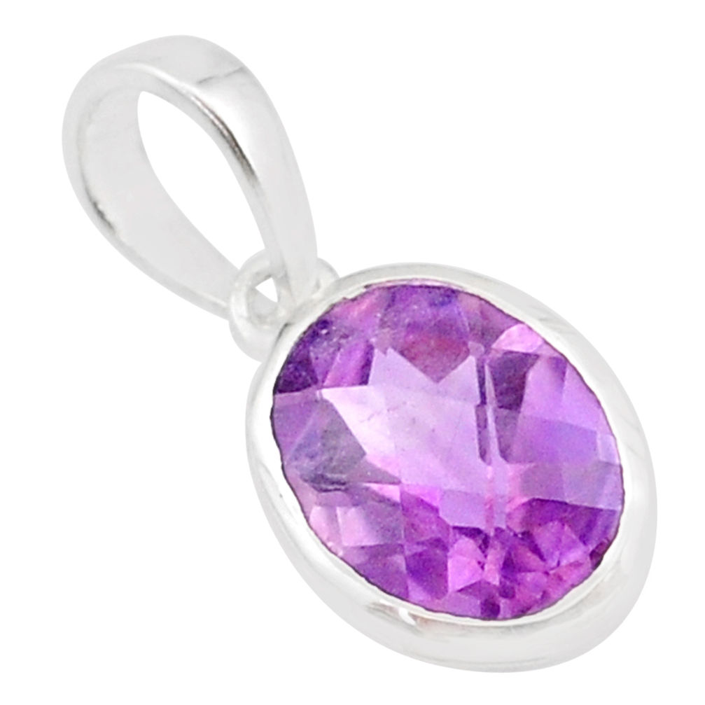 925 silver 3.67cts natural purple amethyst oval shape handmade pendant r82650