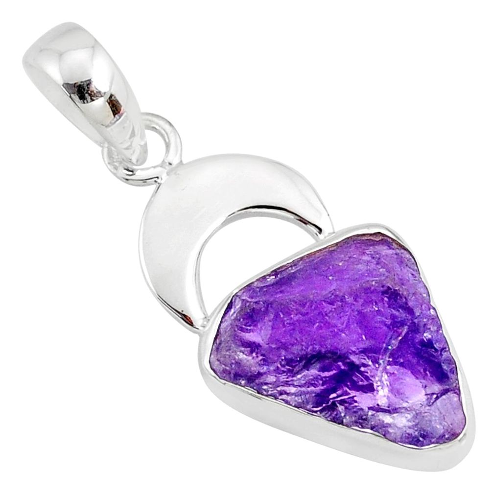 925 silver 5.64cts natural purple amethyst rough fancy handmade pendant r81056