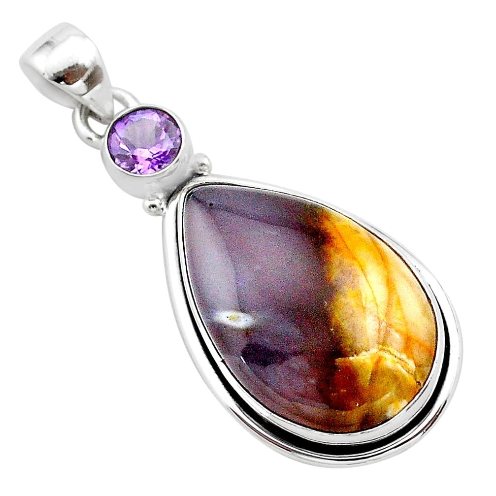 925 silver 17.15cts natural purple grape chalcedony amethyst pendant t22919