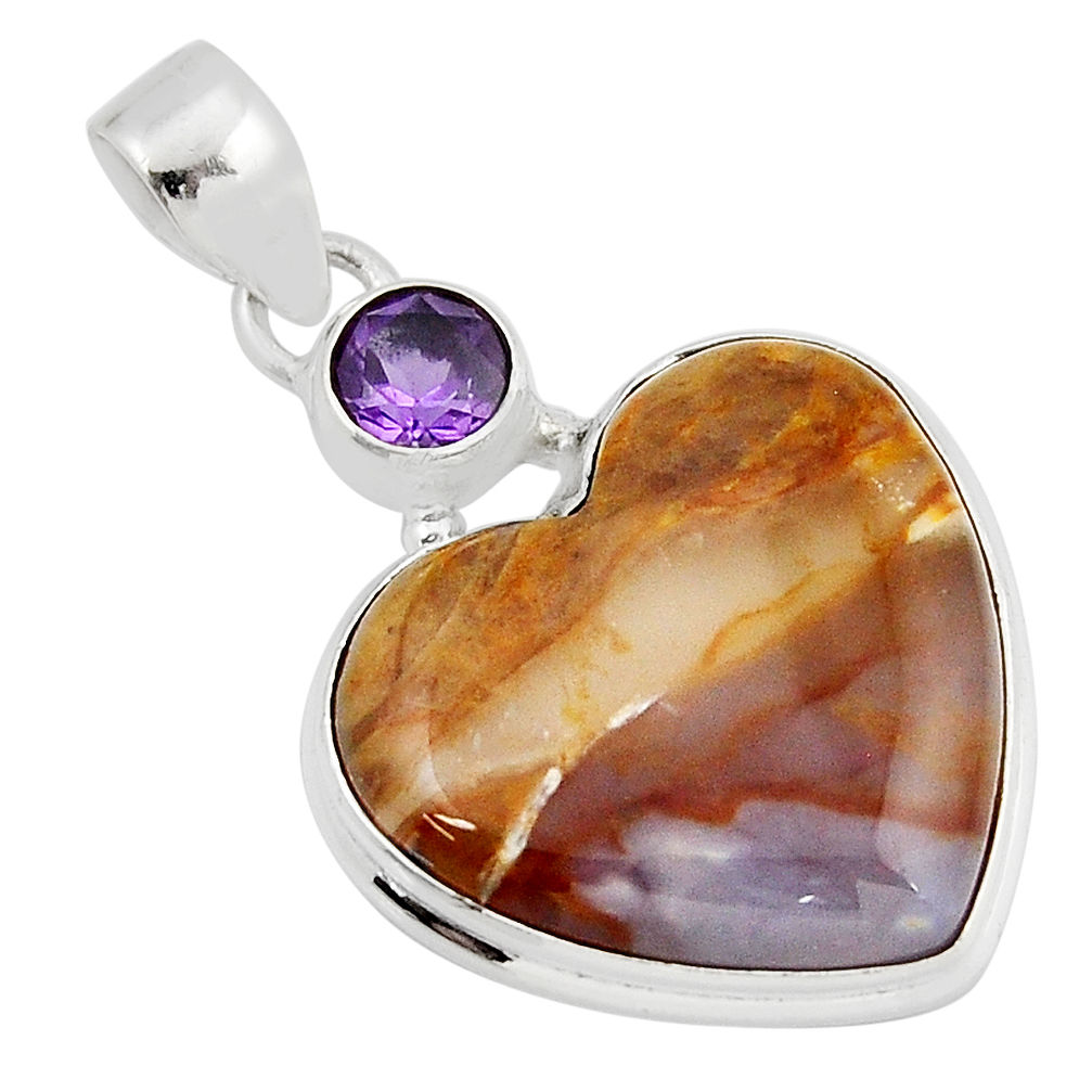 925 silver 18.82cts natural purple grape chalcedony amethyst pendant y52654