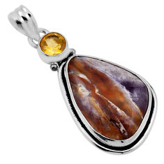 925 silver 15.48cts natural purple grape chalcedony fancy citrine pendant n29590