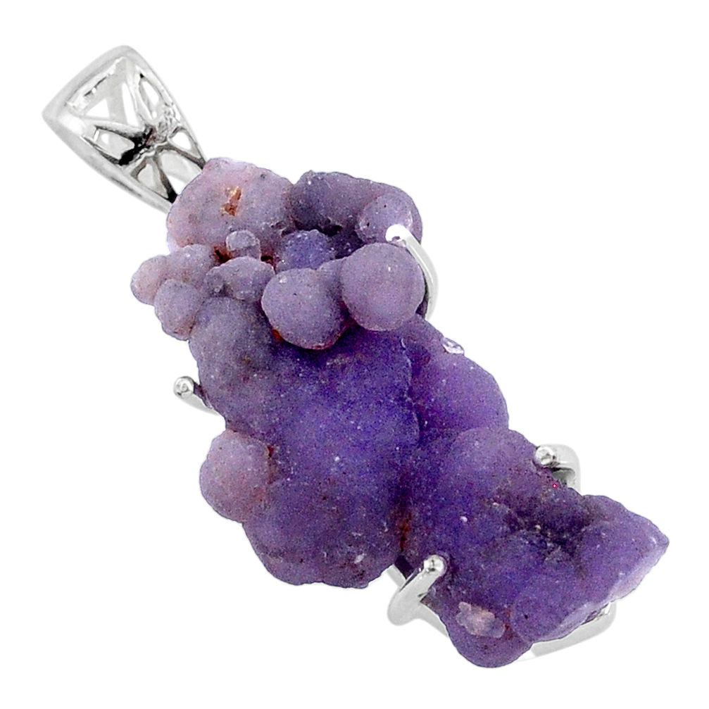 925 silver 16.22cts natural purple grape chalcedony fancy pendant r71704
