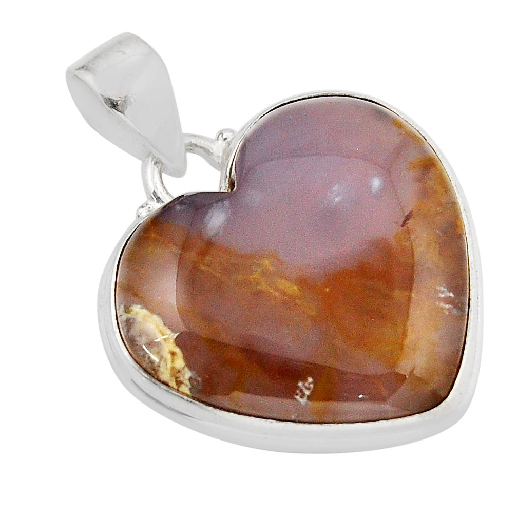 925 silver 16.87cts natural purple grape chalcedony heart pendant jewelry y52248