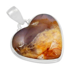 925 silver 17.95cts natural purple grape chalcedony heart shape pendant y52504