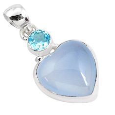 Clearance Sale- 925 silver 14.23cts natural purple grape chalcedony topaz heart pendant p47144