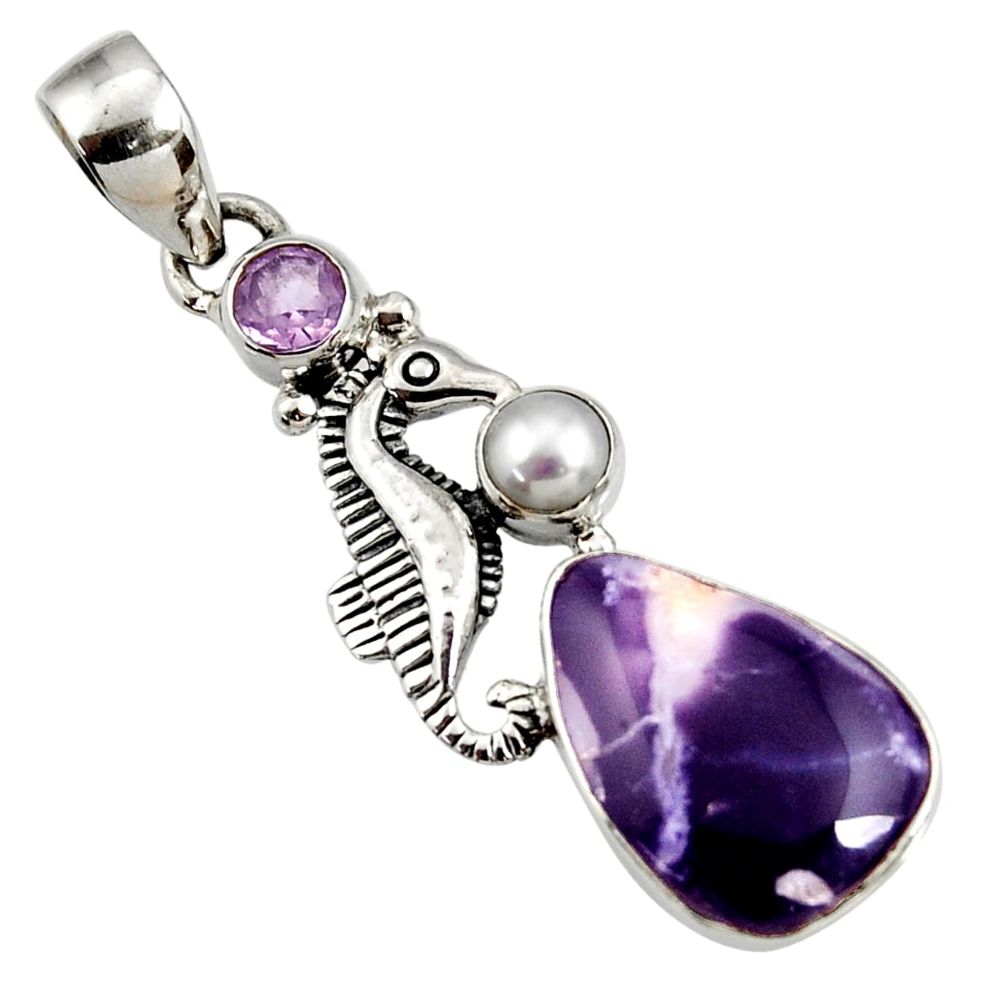 cts natural purple opal amethyst pearl seahorse pendant d44124