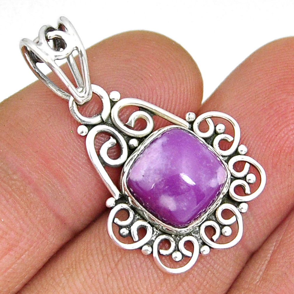 925 silver 4.86cts natural purple phosphosiderite (hope stone) pendant y7057