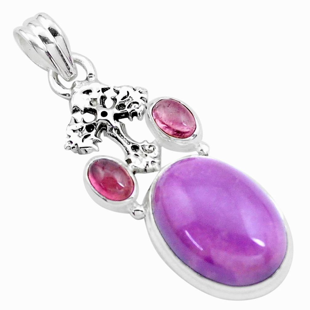 925 silver 15.16cts natural purple phosphosiderite holy cross pendant p26210