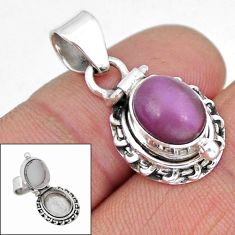 925 silver 3.90cts natural purple phosphosiderite oval poison box pendant y8637