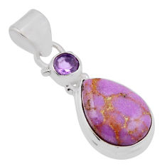 925 silver 7.17cts natural purple phosphosiderite pear amethyst pendant n37802