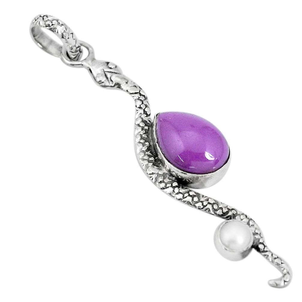 ts natural purple phosphosiderite pearl snake pendant p29975