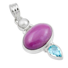 925 silver 13.69cts natural purple phosphosiderite topaz pearl pendant y22927