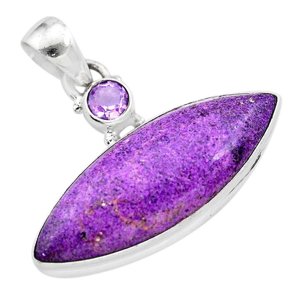 925 silver 15.65cts natural purple purpurite stichtite amethyst pendant t28551