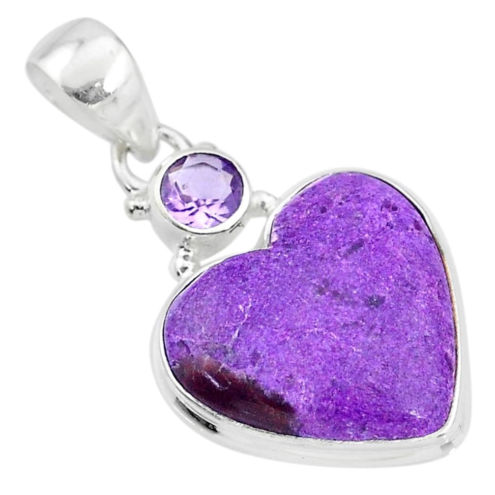 925 silver 10.67cts natural purple purpurite stichtite amethyst pendant t4128