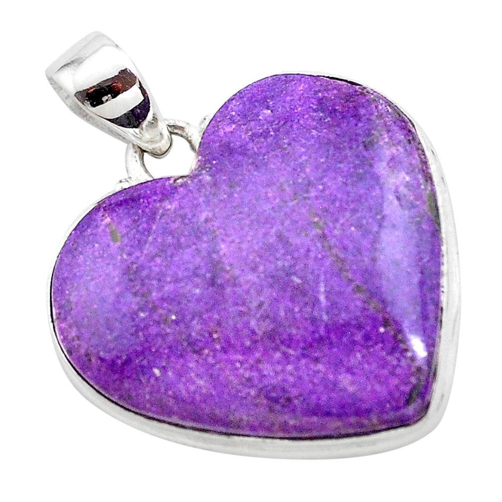 925 silver 18.65cts heart purple purpurite stichtite heart pendant t23004