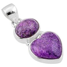 925 silver 8.68cts natural purple purpurite stichtite heart pendant t83467