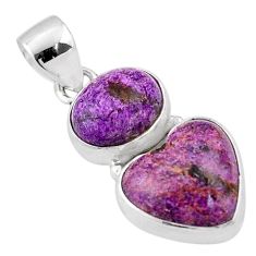 925 silver 8.70cts natural purple purpurite stichtite heart pendant t83479
