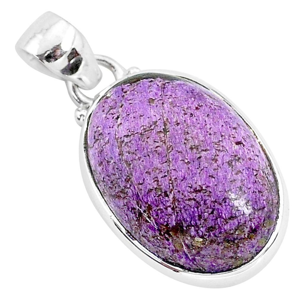 925 silver 13.70cts natural purple purpurite stichtite oval pendant r94420